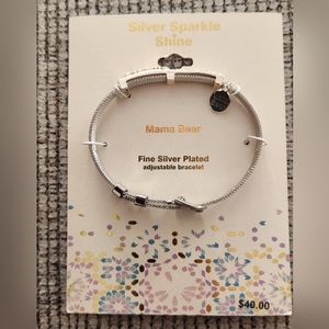 Mama bear belt bracelet fine silver plated.